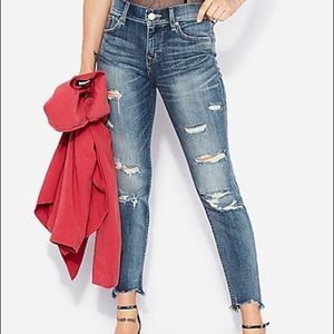 EXPRESS Skinny Ankle Midrise Distressed Jeans Sz 0